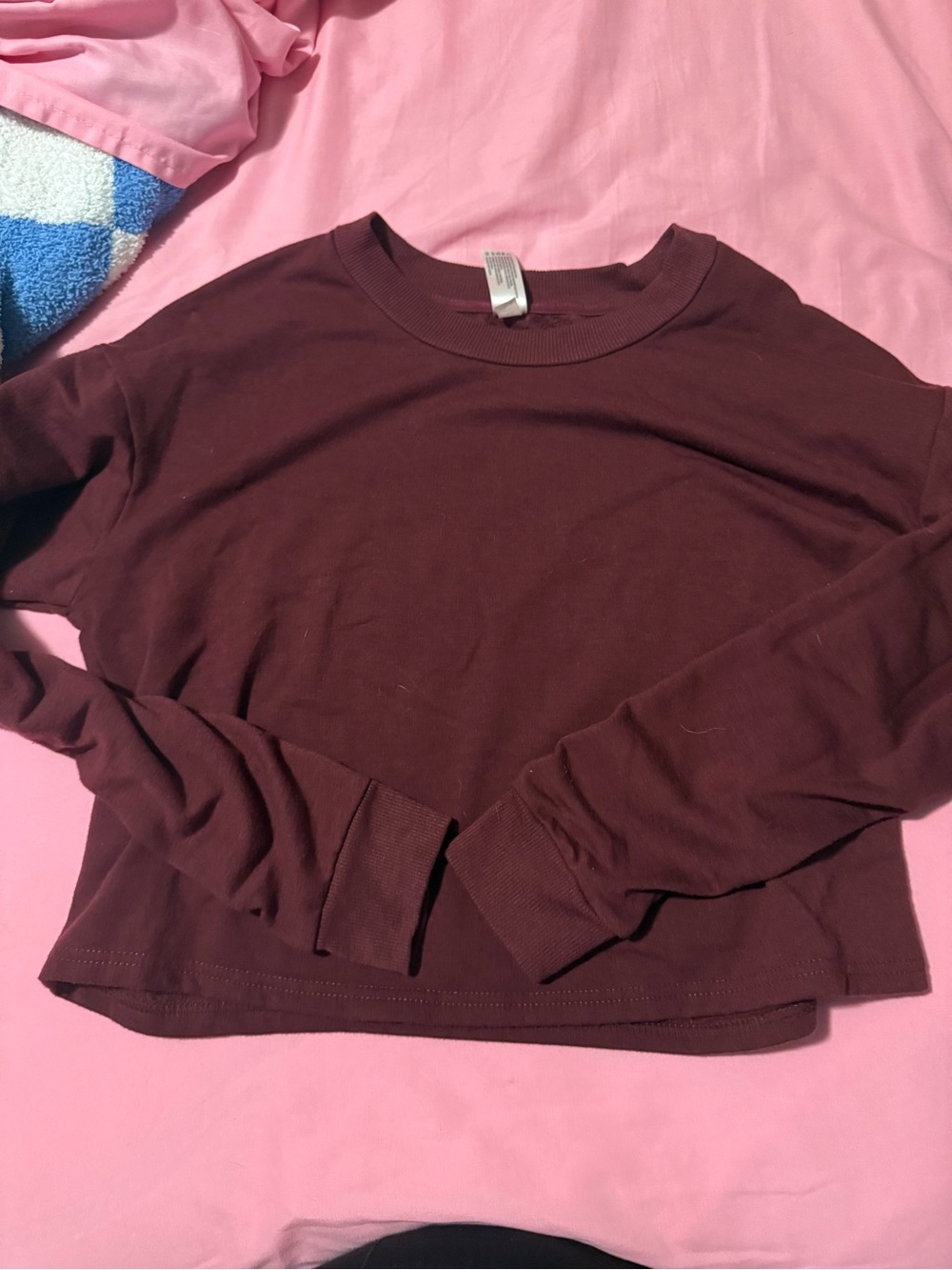 90 Degree By Reflex Long Sleeve Crewneck Top - Burgundy